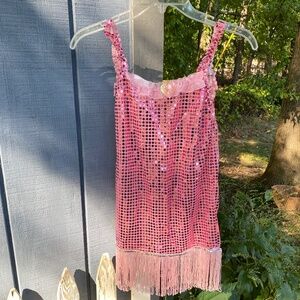 Girls Pink Flapper Fringe Dress - Sizes 4-6x